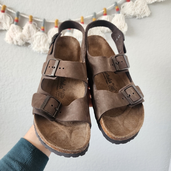 Birkenstock Other - Birkenstock Betula Milano Brown Leather 3 Strap Buckle Sandal Mens 10 Classic